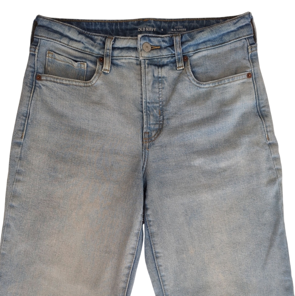 Old Navy High-Rise O.G. Loose Straight Secret-Smooth Pockets Mom Jeans 6 Blue - Picture 8 of 15